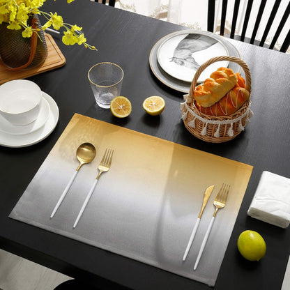 Chic D Yellow Gray Ombre Indoor Placemat Set of 6, Non-Slip Placemats for Kitchen, Dining Table, BBQ, Parties