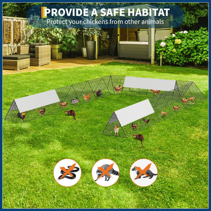 236.2" x 157.5" x 24.2" Chicken Tunnels for Yard, Portable Chicken Coop with Corner Frames, 2 Sets, Easy Installation, for Chickens, Ducks, Rabbits