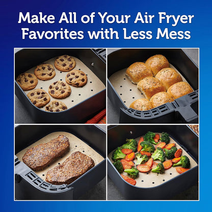 Reynolds Kitchens Air Fryer Liners - Disposable Unbleached Parchment Paper Sheets, 50 Count (Pack of 2)