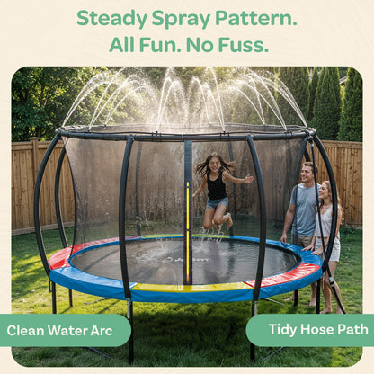 JoyBerri Trampoline Outdoor - Upsurge ASTM Certified Safe 8Ft 10Ft 12Ft 14Ft 15Ft 16Ft Recreational Trampoline for Kids and Adults. Anti-Rust Coating with Enclosure Net, Ladder, Sprinkler & LED Lights
