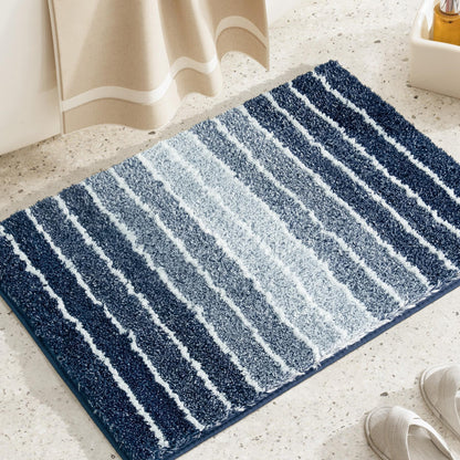 TANVILL Blue Bathroom Rug, Non-Slip Washable Absorbent Bath Mat