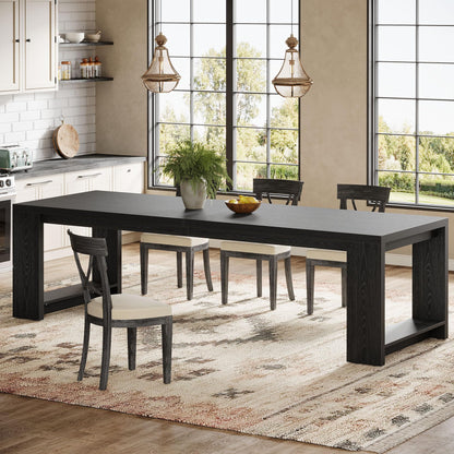 Tribesigns 86.61-Inch Dining Table for 6-8 People, Narrow Long Modern Kitchen Table with Pedestal Base, Farmhouse Extra Long Rectangular Dining Room Furniture, 27.56 x 86.61 x 29.53 Inches, Black