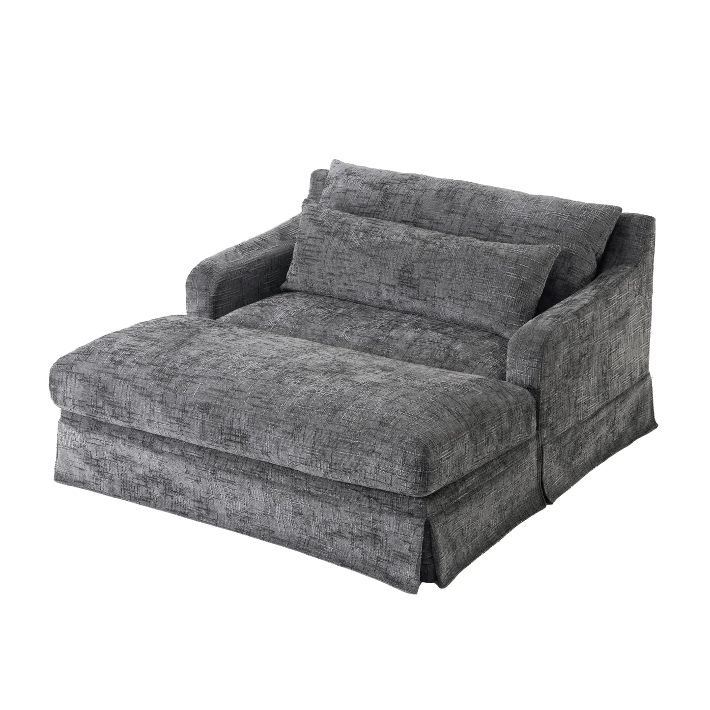 GDFStudio Chenille Sofa Bed Loveseat, Convertible Sleeper Couch with Deep Seat, 900 lbs Capacity, Upholstered Lounge Sofa with Pillows, Modern Compact Sofa for Living Room Bedroom Guest Space, Grey