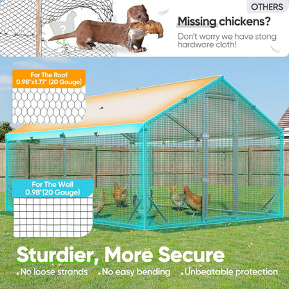 Quictent Advanced Series 12x9 ft Metal Chicken Coop Run with Climbing Ladder, Large Walk-in Outdoor Poultry Cage Heavy Duty Predator Proof Hen Duck Rabbit Farm Pen House, Waterproof Anti-UV Cover