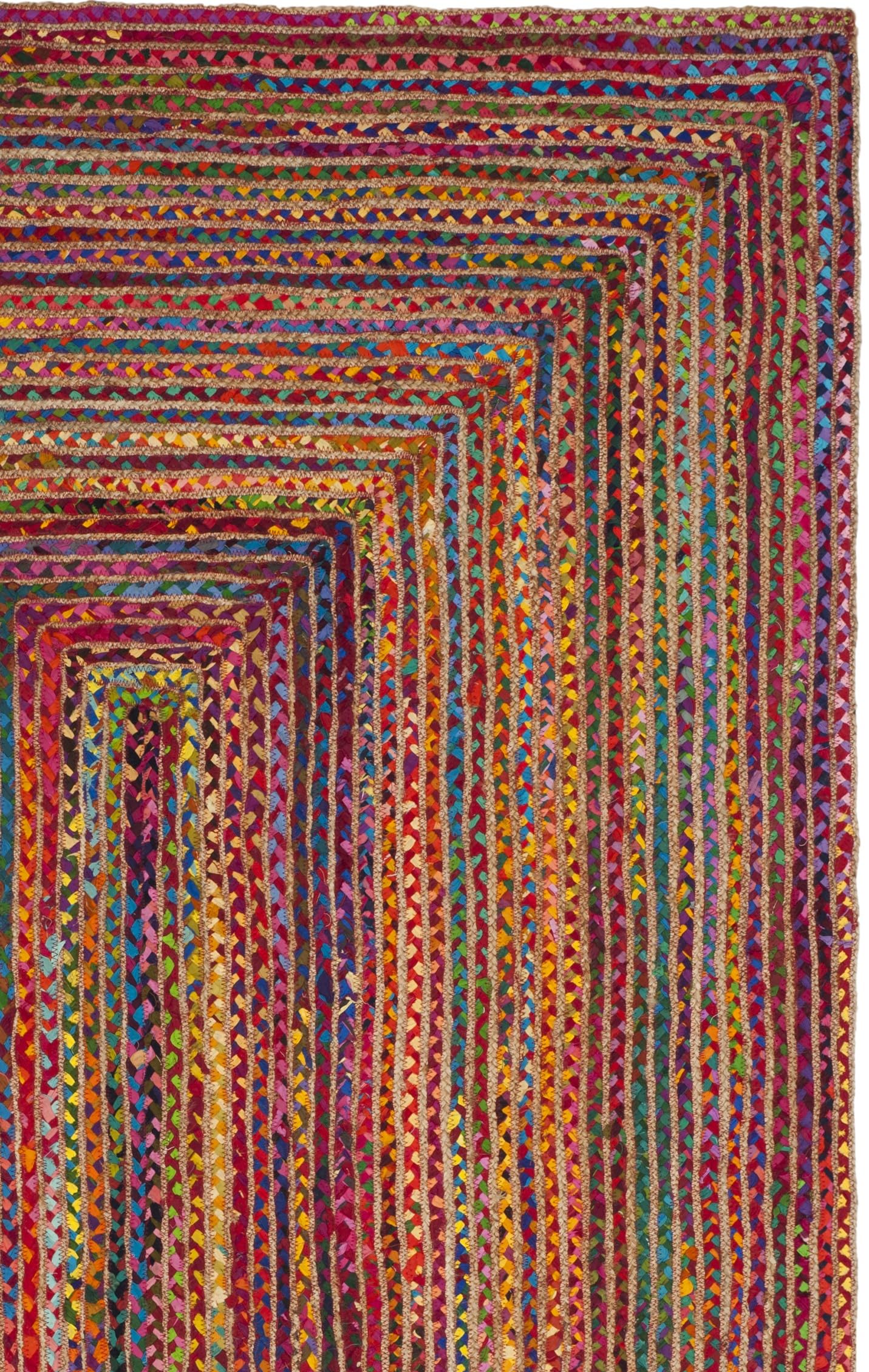 SAFAVIEH Area Rug 8x10 - Cape Cod Collection - Large - Red & Multi, Handmade Jute & Cotton, Woven Braided Design (CAP202A)