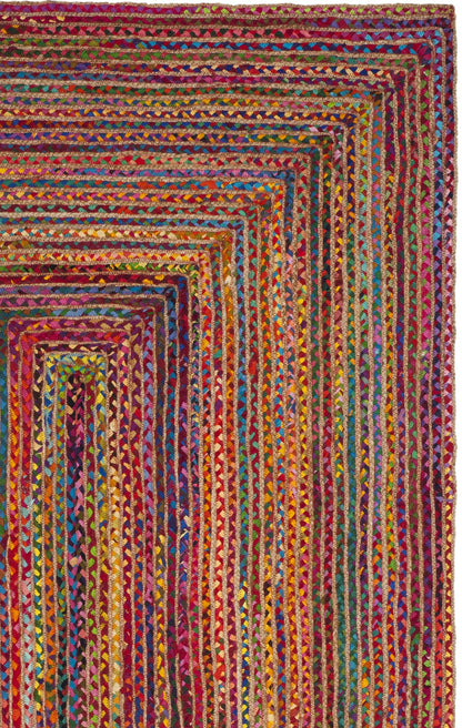 SAFAVIEH Area Rug 8x10 - Cape Cod Collection - Large - Red & Multi, Handmade Jute & Cotton, Woven Braided Design (CAP202A)