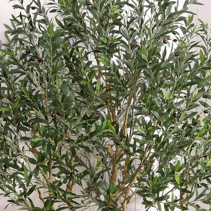 Verinatural Olive Tree Artificial Indoor, 8FT Tall Faux Olive Tree with 18in White Planter, Artificial Plants with Natural Wood Trunk and Lifelike Fruits for Home Office Decor,VN205