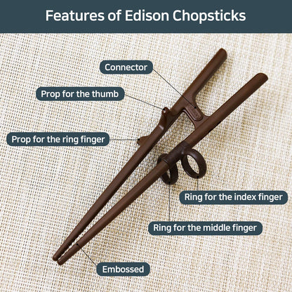 Edison Friends Training Chopsticks for Adults Right Handed, Beginner, Helper, Trainer, Easy, Practice For Noodle, Suhi (Made in Korea)