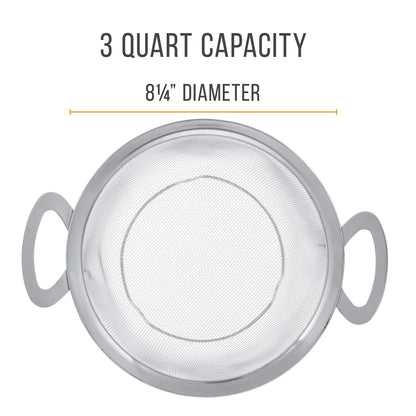 U.S. Kitchen Supply Stainless Steel Colander Strainer Basket - 3-Quart Colander with Resting Feet & Handles - Wide Rim Sieve, Stainless Steel Strainers and Colanders for Kitchen
