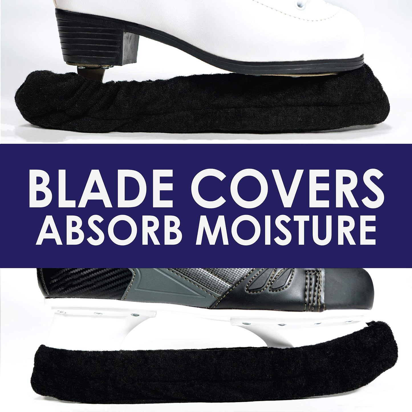 Athletico Ice Skate Blade Covers - Guards for Hockey Skates, Figure Skates, and Ice Skates - Skating Soakers Cover Blades from Youth to Adult Size - Men, Women, & Kids (Medium, Black)