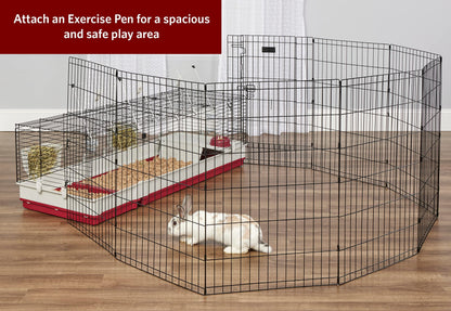 Midwest Homes for Pets Deluxe Rabbit & Guinea Pig Cage, XX-Large, White & Red