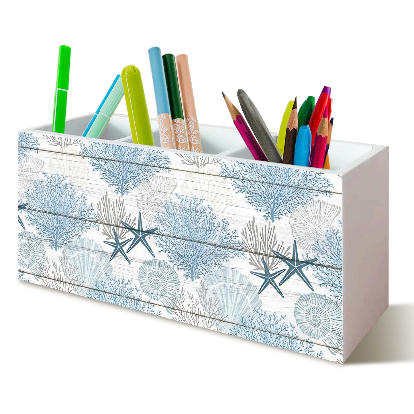 YTRGI Beach Gifts for Women Men, Coastal Pen Holder for Home Office Desk, Beach Office Decor, Coastal Makeup Brush Toothbrush Holder Organizer for Bathroom Desk Accessories