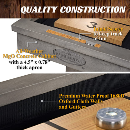 Barrington Billiards 11' Aurora Outdoor Shuffleboard Table with Scratch-Resistant Playfield and 8 Puck Set