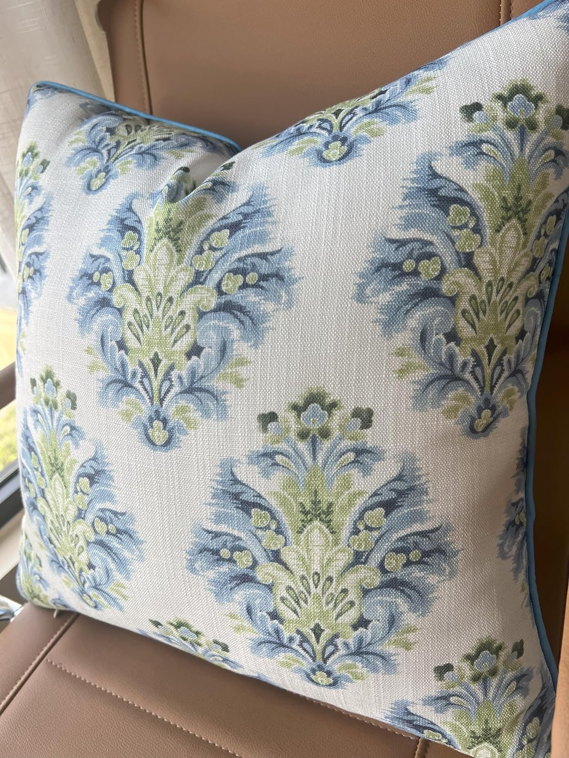 Haynes Damask Printed Decorative Square Accent Throw Pillow Cover, 20x20 Inches, Decor for Living Room, Sofa, Chair