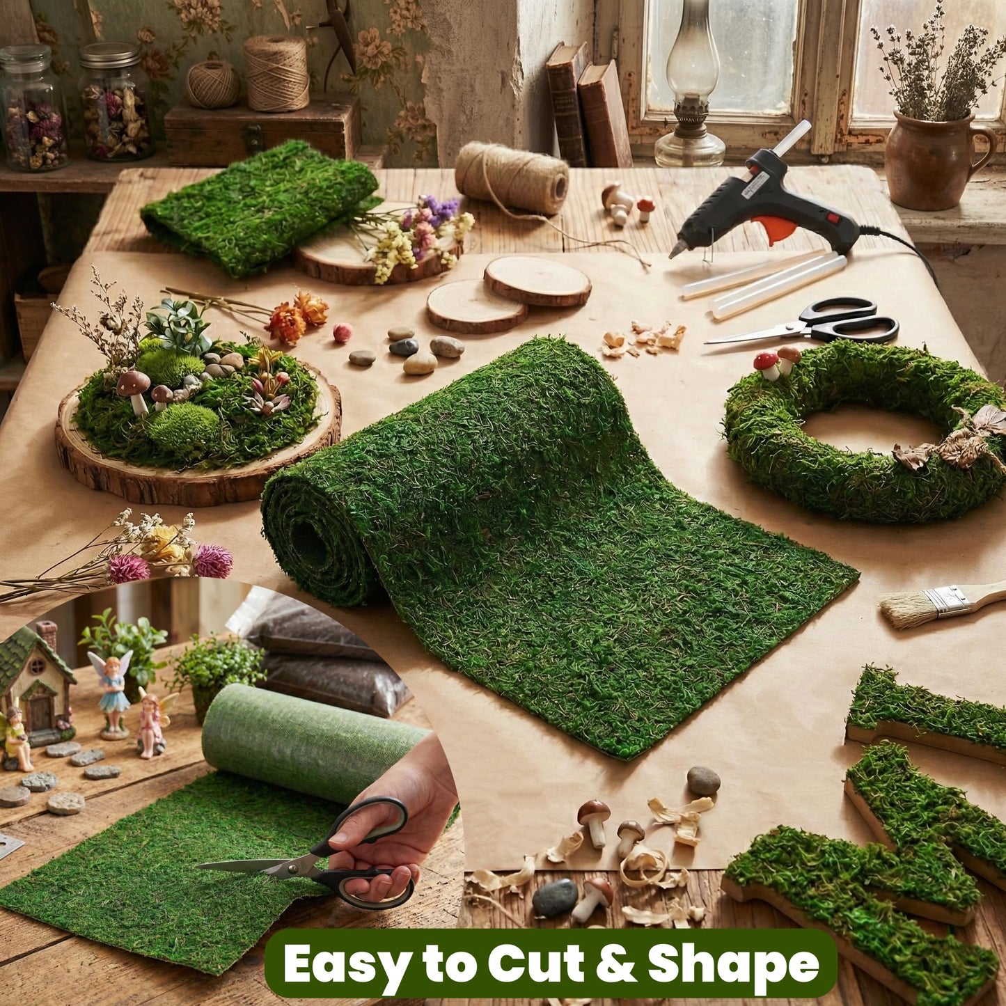 BYHER Fake Moss Table Runner 71" x12" - Realistic Green Moss Sheet for Crafts, Garden Party Decorations, Woodland Theme, Forest Decor 30x180CM