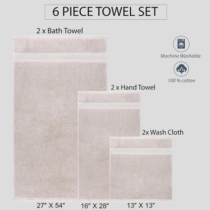 Set 6 100% Set (6 Quick-Dry, Soft & High Absorbent Bath Towels Cotton Turkish Bath Towel of | Daily Use Cotton Towels