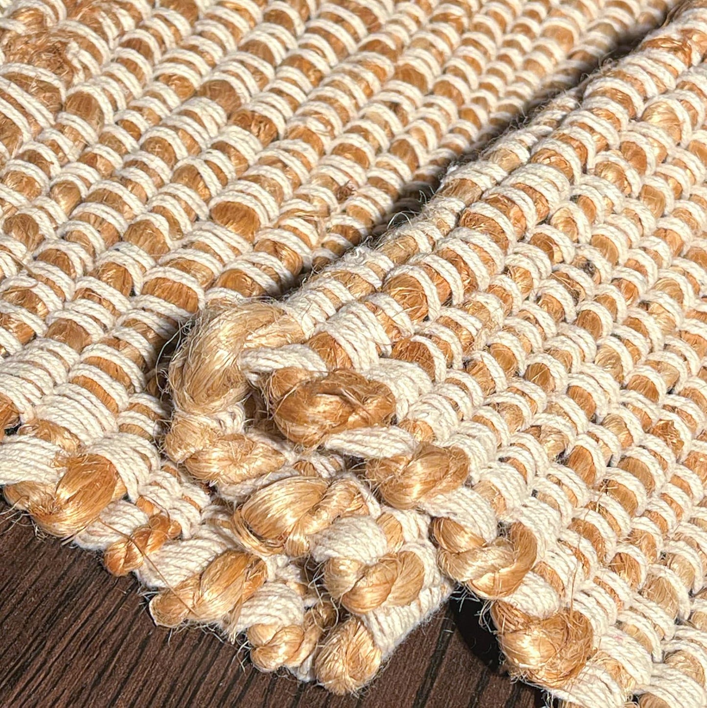 Chardin Home Jute Rugs Collection - 2x3 Feet Jute Braids Rug, Boho Rustic Natural Jute/Ivory Hand Woven Throw Rug for