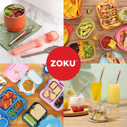 ZOKU - Nested Food Storage Container with Freezer Pack, Leak Proof with Airtight Lids, for Sandwiches, Lunches, Leftovers and more, Easy to Clean, Reusable, BPA Free (Neat Stack) (3 Piece)