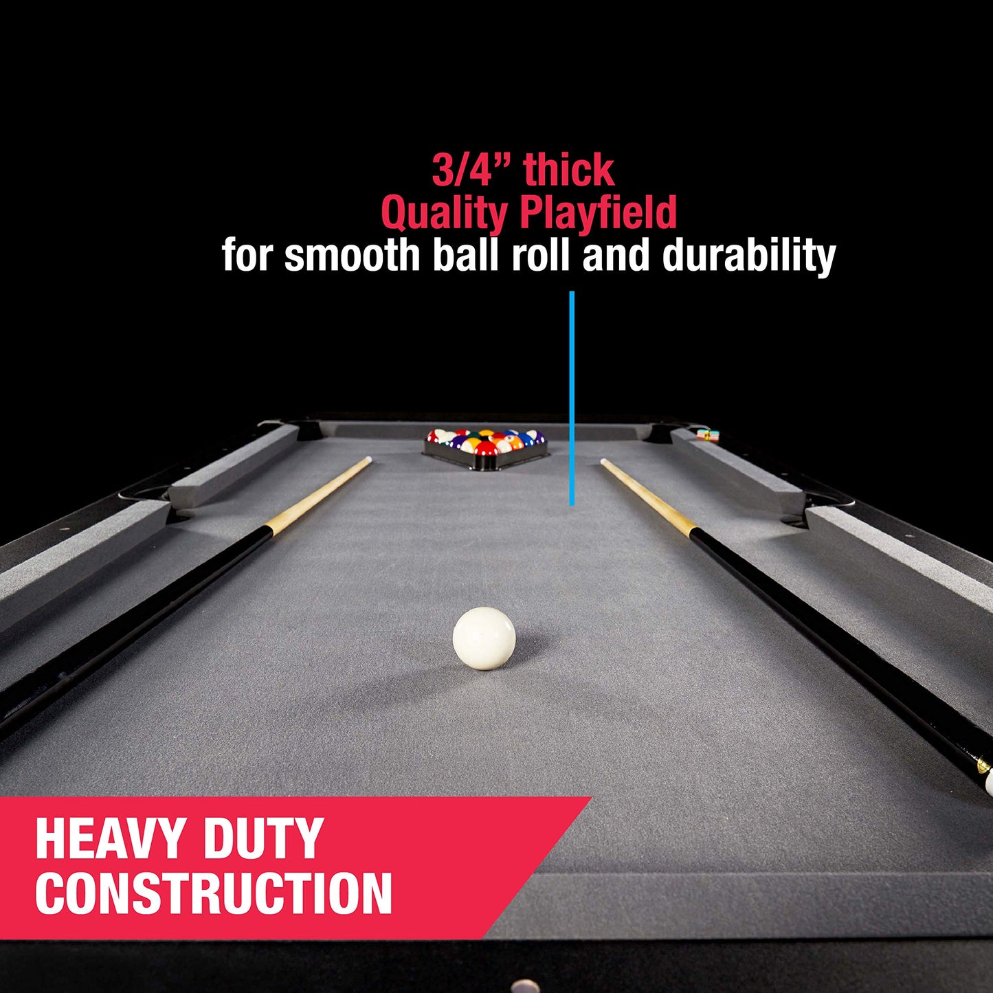 MD Sports 7.5' ft Titan Pool Table with Billiard Ball and Cue Stick Set