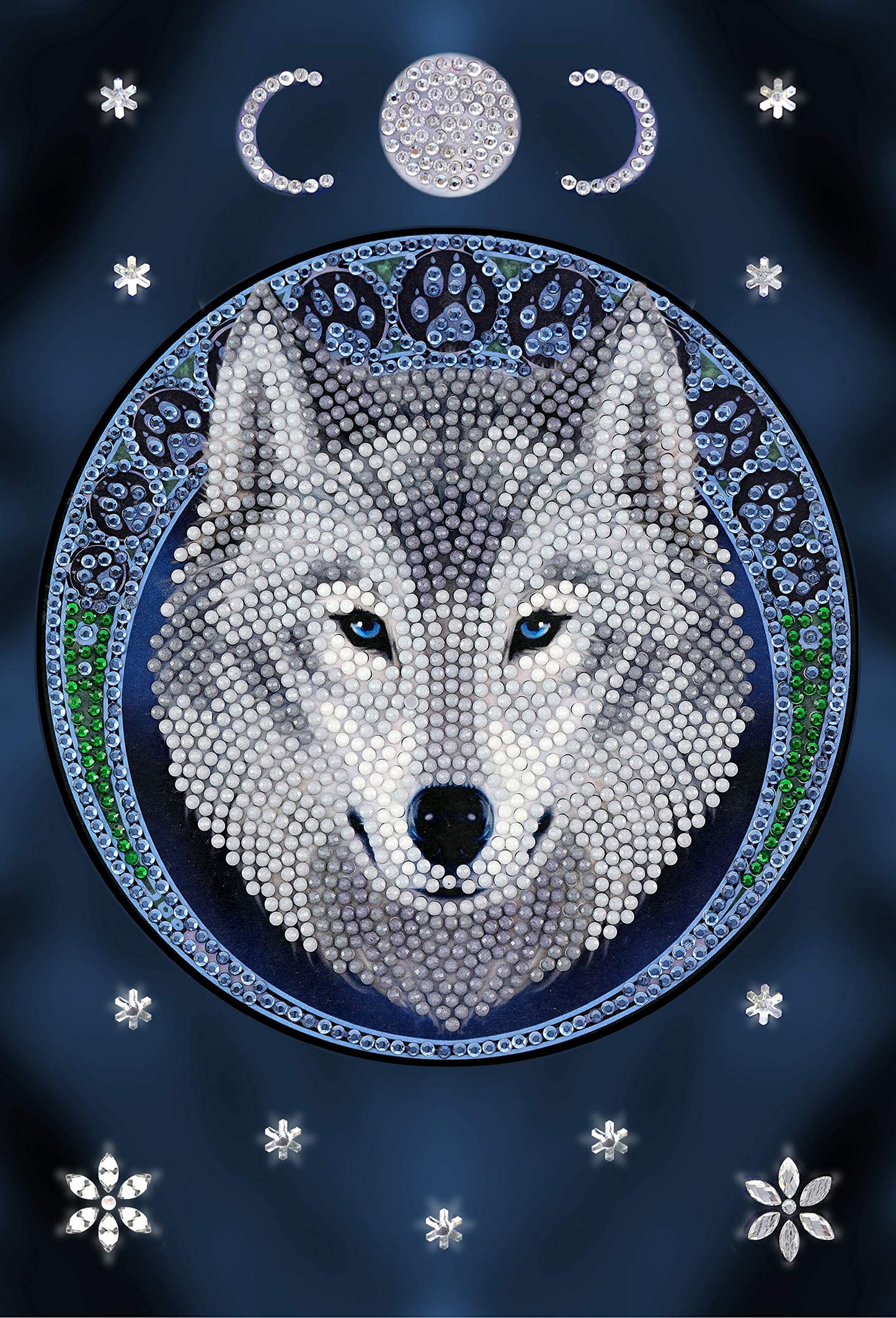 Crystal Art Diamond Painting Notebook - Lunar Wolf - Create a Sparkling Notebook Cover Using Crystals - for Ages 8 and up