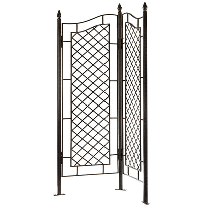 H Potter Large 2-Panel Garden Trellis 72" Installed Height, 75 lb Heavy Iron Privacy Screen, Freestanding Metal Outdoor Landscape Structure GAR573