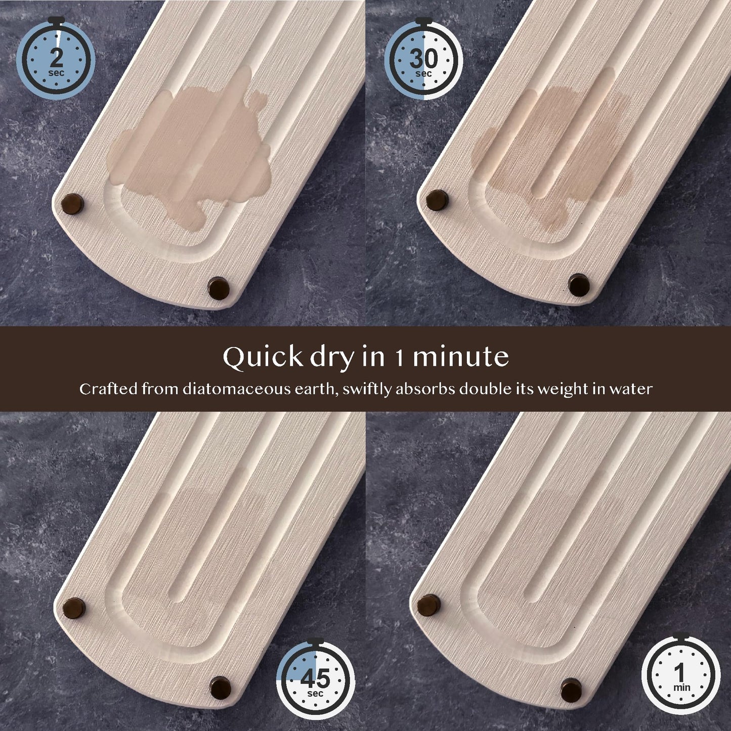 2PCS Water Absorbing Stone Soap Tray for Kitchen Bathroom Sink, Quick Dry Diatomaceous Earth Drying Rack and Shower Caddy, Soap Dispenser and Sponge Holder Organizer for Countertop, TWINKLE MOMENT; Pure White