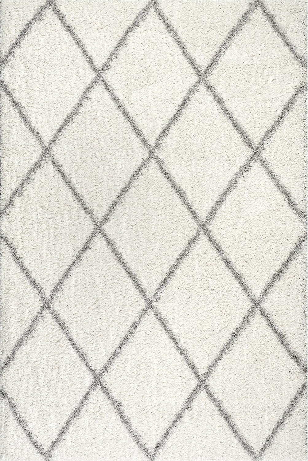 nuLOOM 2x3 Tess Moroccan Shag Area Rug, Modern/Contemporary White/Grey Accent Rug for Living Room, Bedroom, Nursery