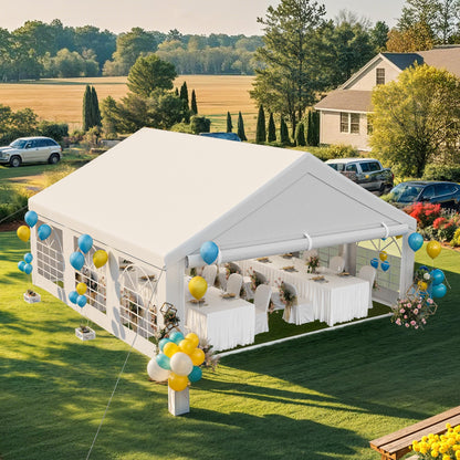 YITAHOME 20x20 ft Party Tent Heavy Duty Wedding Event Shelters Outdoor Upgraded Galvanized Canopy with Large White Roof, Removable PVC Sidewalls & 2 Storage Bags