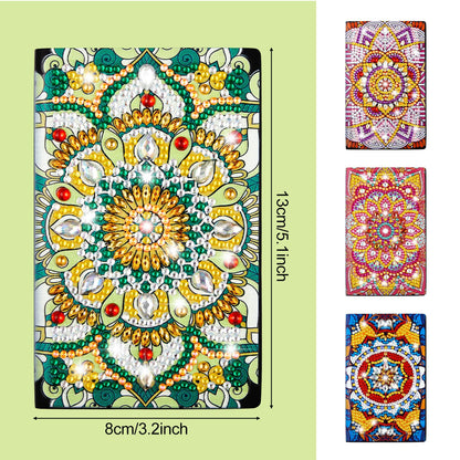 Patelai 4 Pcs Diamond Mandala Flower Notebook Kits 3 x 5 in DIY Mandala Cover Notebook Crystal Journal Sketchbook Notepad for Men Women Birthday Crafts Gift Drawing Painting