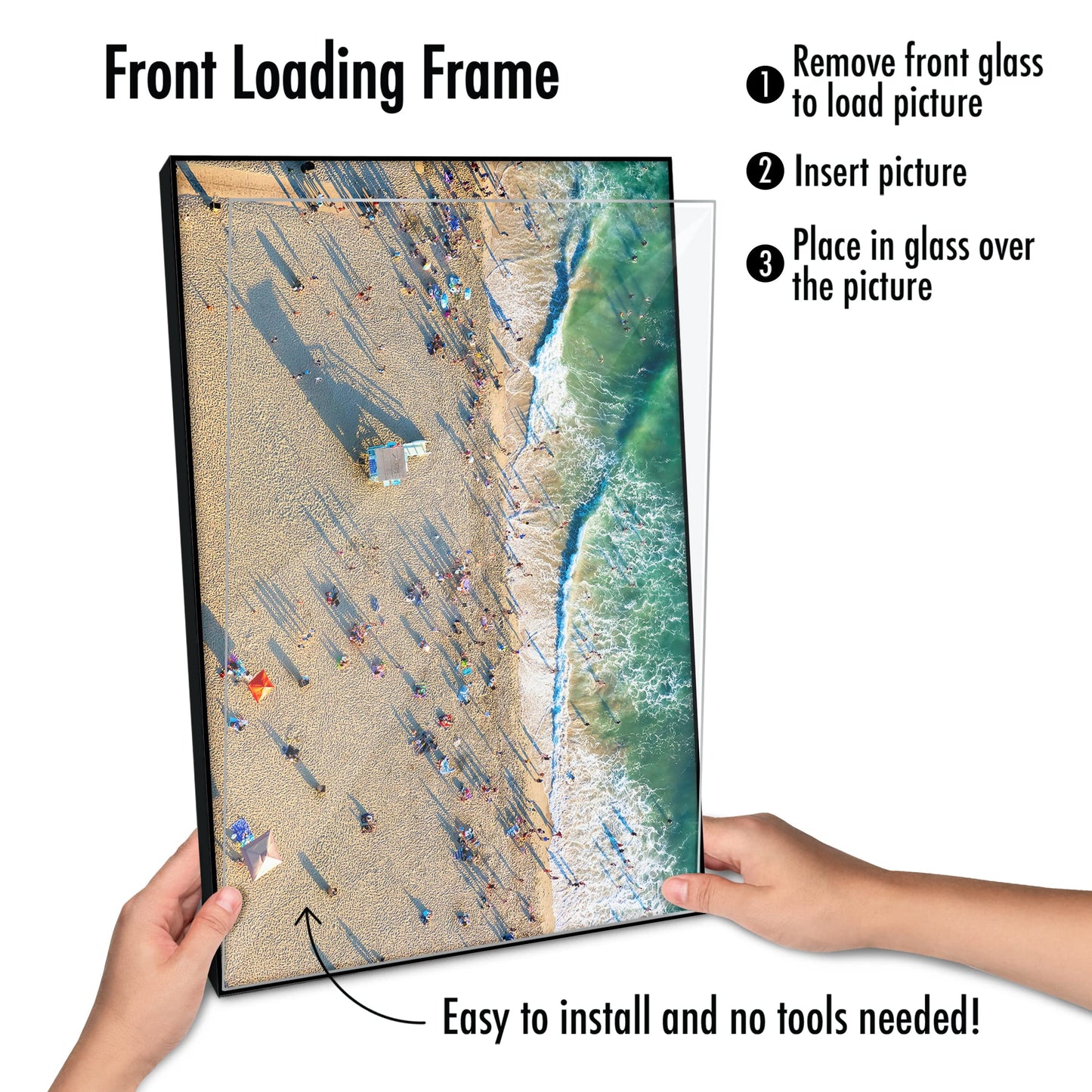 Americanflat Front Loading 11x17 Picture Frame with Shatter-Resistant Glass - Set of 3 - Metropolitan Collection - Photo Frame for Wall Display - Black