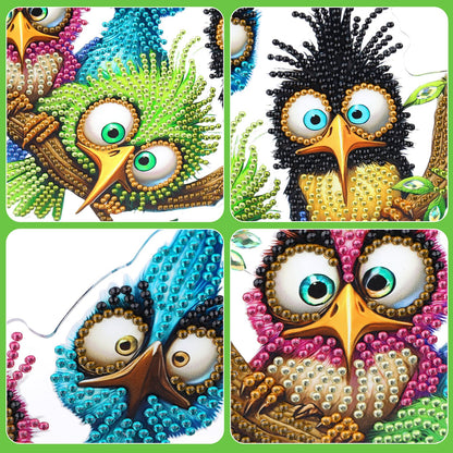 MUNORIAY Diamond Art Hanging Kit for Adult,DIY Acrylic Double Sided Bird Diamond Art Painting Window Suncatchers Pendants,Diamond Hanging Kit Crystal Gem Craft for Home Garden Wall Decor