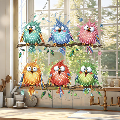 5D Diamond Art Hanging Kit for Adult,Special Shaped Rhinestone,Double Sided DIY Acrylic Diamond Art Painting Window Pendants Home Garden Wall Hanging Kits Hanging Ornament (Bird)