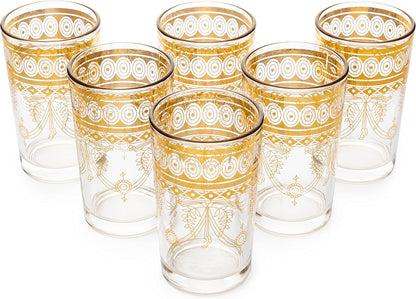 170 ml 6 oz Set 6 Moroccan Glasses Artisan Hand-Made Multipurpose Tea, Coffee and Wine Moroccan, Hot & Cold Tumbler