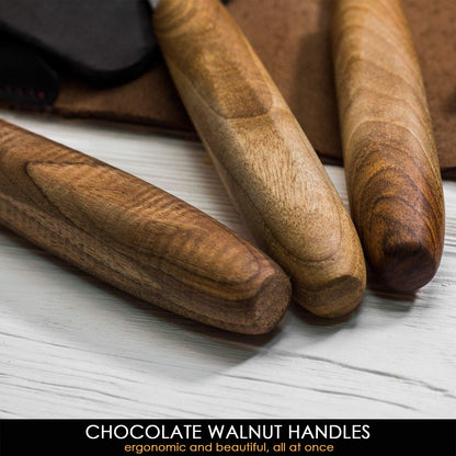 BeaverCraft Deluxe Wood Carving Kit with 3pcs High‑Carbon Steel Sloyd Knives S19x – Whittling Knife Set with Walnut Handles, Leather Tool Roll & Leather Strop, Polishing Compound – Wood Carving Tools