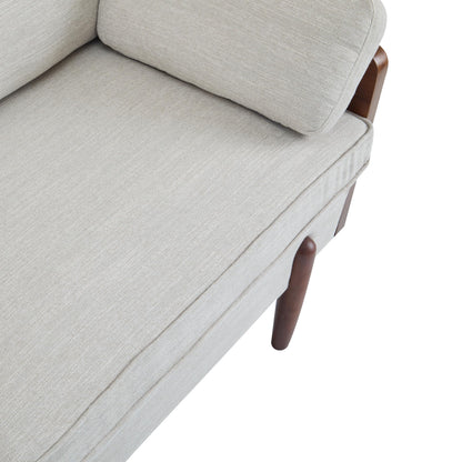 Christopher Knight Home Arboris Modern Rubberwood Frame, Fabric Upholstered Loveseat, Living Room/Bedroom/Apartment Couch/Sofa with Toss/Back Pillows and Removable Cushions, Beige+Light Walnut
