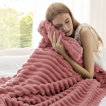Bedsure GentleSoft Twin Blanket - Cozy Dusty Pink Fleece Throw for Couch, 60x80 Inches