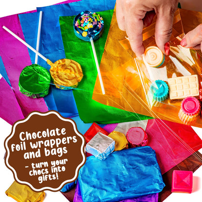 GirlZone Little Choco Delights Maker Kit, Chocolate Making Set for Kids with Candy Bar Molds, Lolly Sticks & Wrappers, Fun Creative Activity, Birthday Gift for Girls Ages 8+
