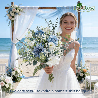 Der Rose 24Pcs Mixed Eucalyptus Stems&Babys Breath Artificial Flowers Bulk, Fake Flowers DIY Kit with Silver Dollar Leaves, Artificial Greenery Stems for Home Table Centerpieces Wedding Bouquets Decor
