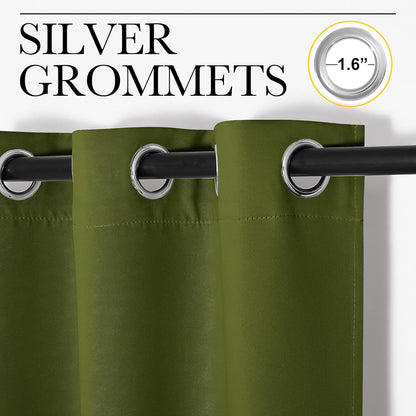 NICETOWN Olive Green Blackout Curtains - Thermal Insulated 120-Inch Long Drapes | 2 Panels, 55" Wide for Living Room