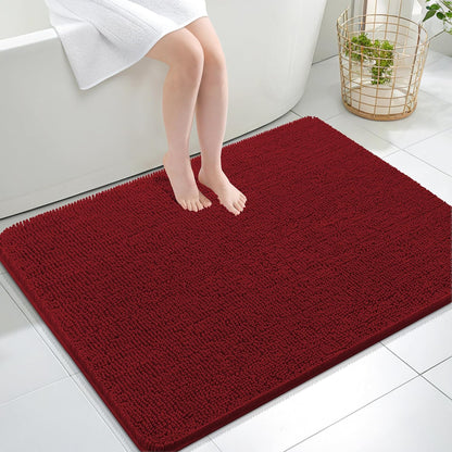 OLANLY Large Bath Rugs - Extra Soft Chenille, Quick-Dry & Machine Washable | 47x32, Red