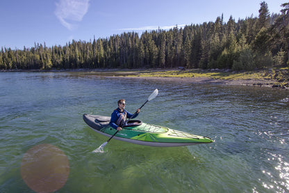 AQUAGLIDE Navarro 130 Convertible Inflatable Kayak with Drop Stitch Floor- 1 Person Touring Kayak without Cover, Green