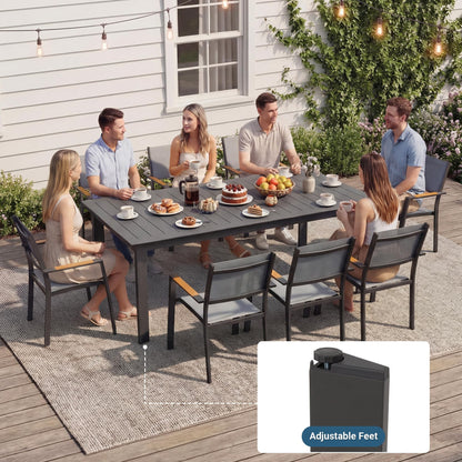 Wisteria Lane 13 Piece Aluminum Outdoor Dining Sets with 3-Adjustable Length Dining Table, 121" L×39.4" W Expandable Patio Table and Chairs Set for 12, Stackable Chairs with Quick Drying Fabric, Grey