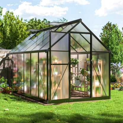 AirWire 6x10.86 FT Quick Setup Polycarbonate Greenhouse with Roof Vent, Large Heavy Duty Aluminum Walk-in Green House for Outdoor Garden Backyard Outsides, Black