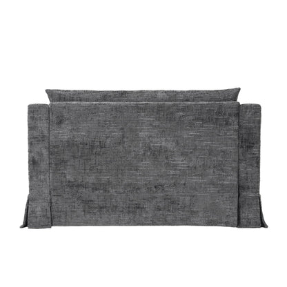GDFStudio Chenille Sofa Bed Loveseat, Convertible Sleeper Couch with Deep Seat, 900 lbs Capacity, Upholstered Lounge Sofa with Pillows, Modern Compact Sofa for Living Room Bedroom Guest Space, Grey