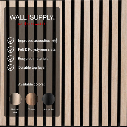 Wall!Supply 3D Soundproof Wall Panels – Acoustic Natural Oak Finish – EPS Foam Wallpaper Alternative for Living Room, Bedroom & Office – Easy DIY Installation – 6 Pack, Covers 10.87 Sq Ft