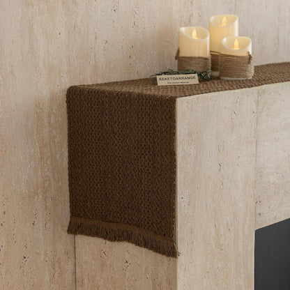 13x48 Inches Keketoarrange Boho Brown Table Runner for Home Decor Farmhouse Small Macrame Woven Burlap Jute Rustic