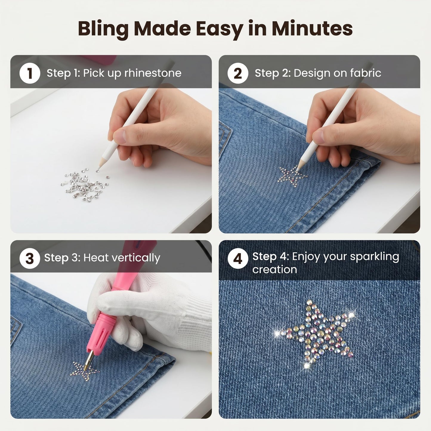 Worthofbest Hot Fix Rhinestone Applicator Tool Kit, 10000Pcs 3/4/5mm Glass Rhinestones & 5mm Hotfix Pearls, Rhinestone Setter with 6 Tips, Stand, Glove, Tray, Templates for Fabric Clothing DIY