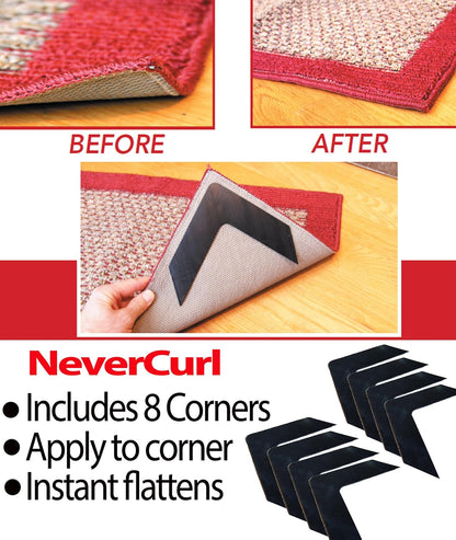 iPrimio NeverCurl V Shape Design Rug Corner Gripper to Stop Rug Corner Curling, Safe for Wood Floors
