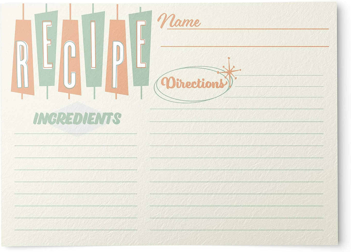 Retro Recipe Cards from Dashleigh: 48 Blank, Water-Resistant, Double-Sided Cards, 4x6 inches