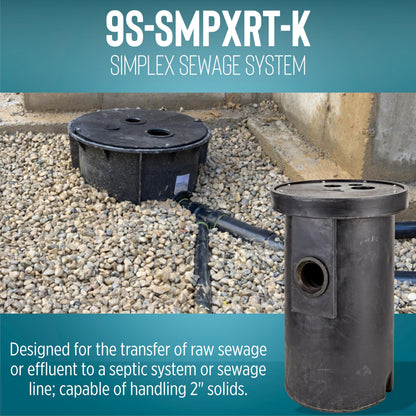 Little Giant 9S-SMPXRT-K 4/10 HP, 115-Volt, 6000 GPH Pre-Packaged Simplex Sewage Basin/Pump System - Assembly Required, Black/Blue, 509074